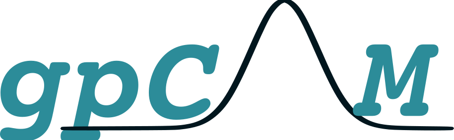 gpCAM logo — Gaussian process bell curve